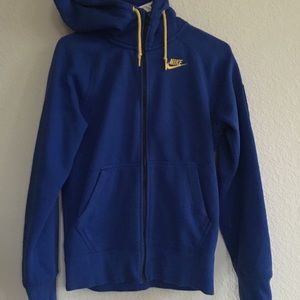 nike mens blue and yellow zip up XS
